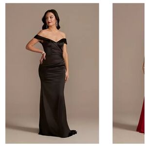 satin off-the-shoulder mermaid dress